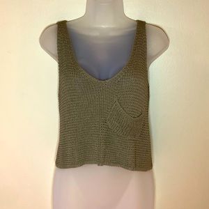 Illa Illa Olive Green Knit Crop Top With Pocket - Sz. S